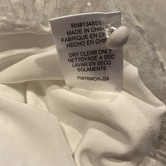 WAYF White Sequin Balloon Sleeve Top Fully Lined Size M - Picture 8 of 13